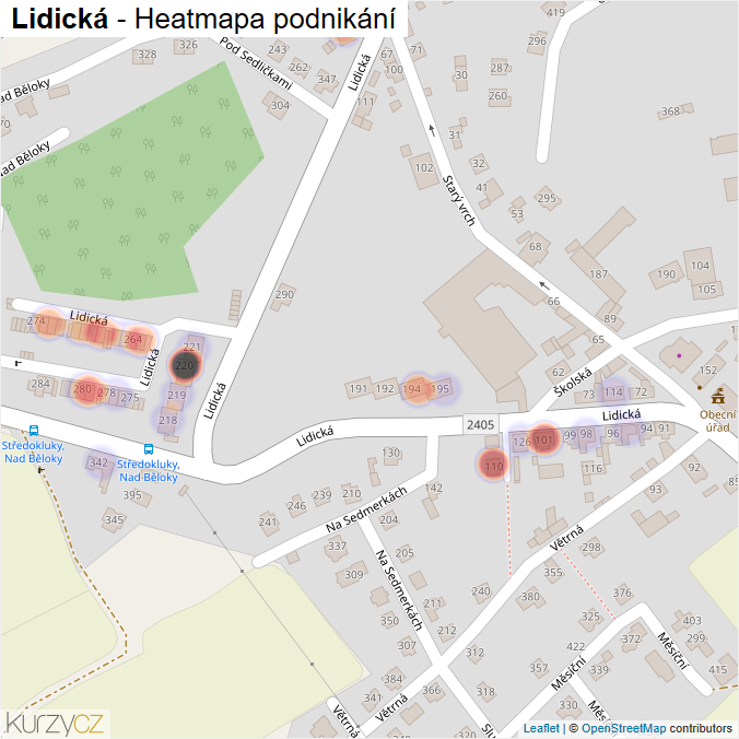 Mapa Lidická - Firmy v ulici.