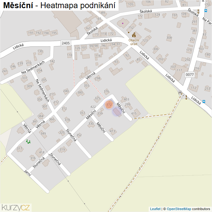 Mapa Měsíční - Firmy v ulici.