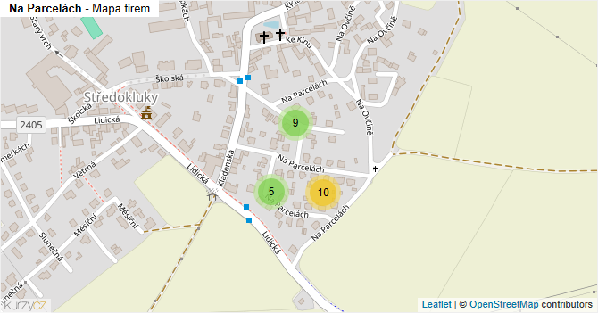 Na Parcelách - mapa firem