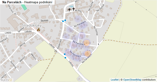 Na Parcelách - mapa podnikání