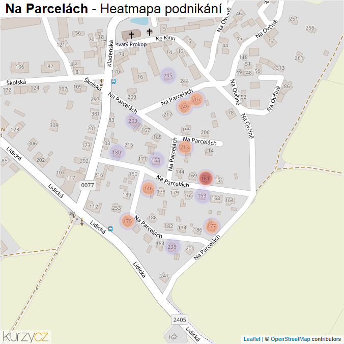Mapa Na Parcelách - Firmy v ulici.