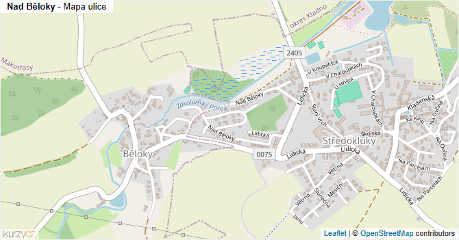Nad Běloky - mapa ulice