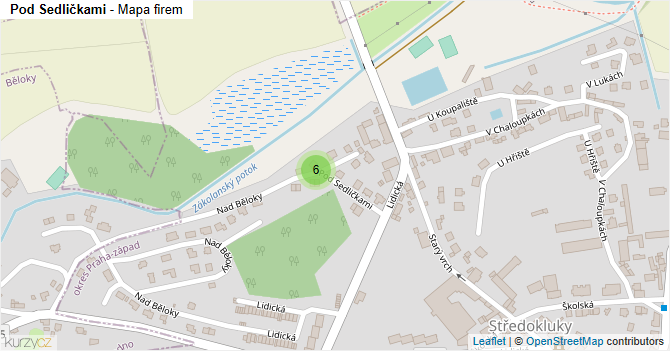 Pod Sedličkami - mapa firem
