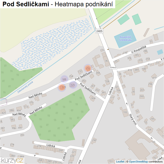 Mapa Pod Sedličkami - Firmy v ulici.