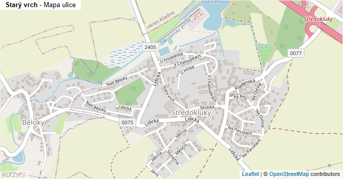 Starý vrch - mapa ulice