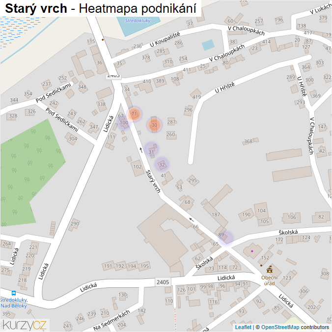 Mapa Starý vrch - Firmy v ulici.