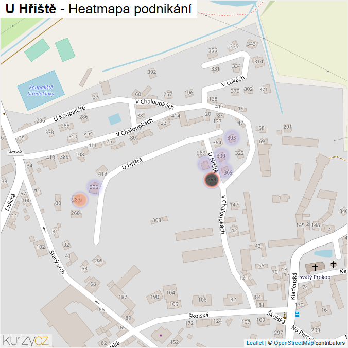 Mapa U Hřiště - Firmy v ulici.