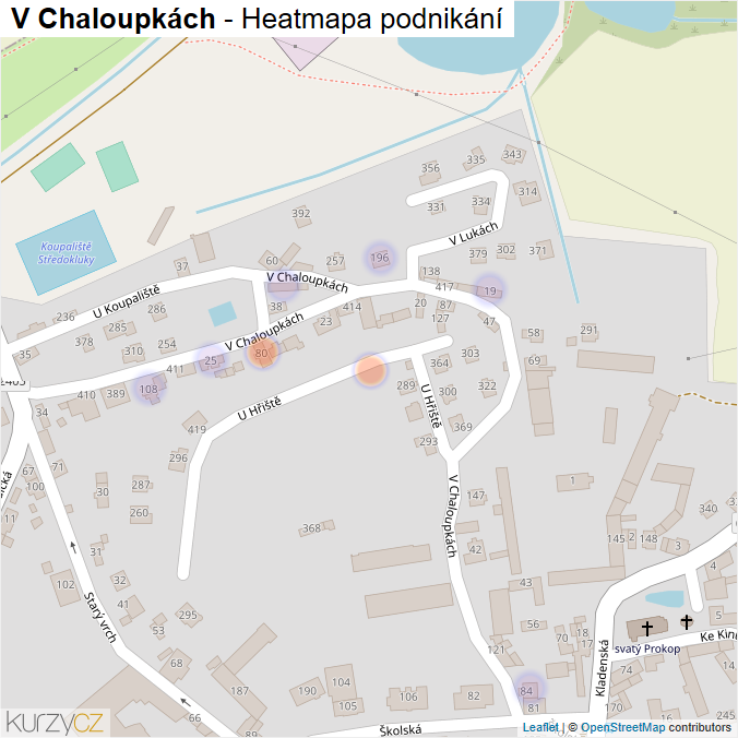 Mapa V Chaloupkách - Firmy v ulici.