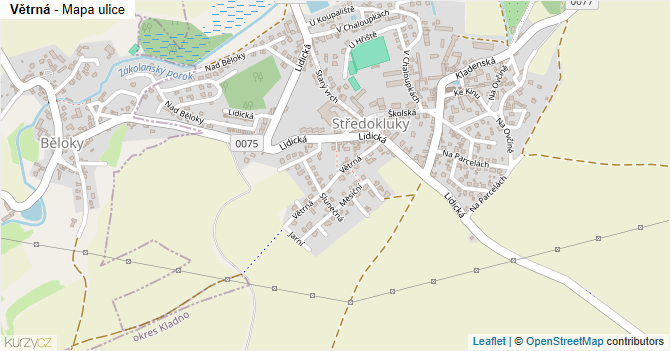 Větrná - mapa ulice