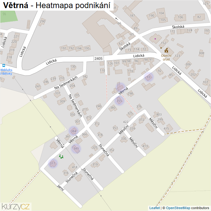 Mapa Větrná - Firmy v ulici.