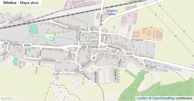 Střelice - mapa obce