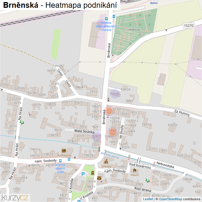 Mapa Brněnská - Firmy v ulici.