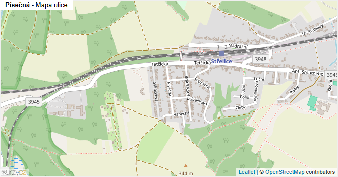 Písečná - mapa ulice