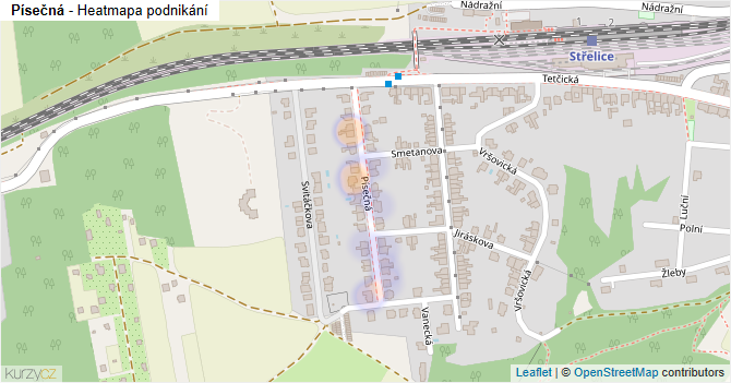 Písečná - mapa podnikání