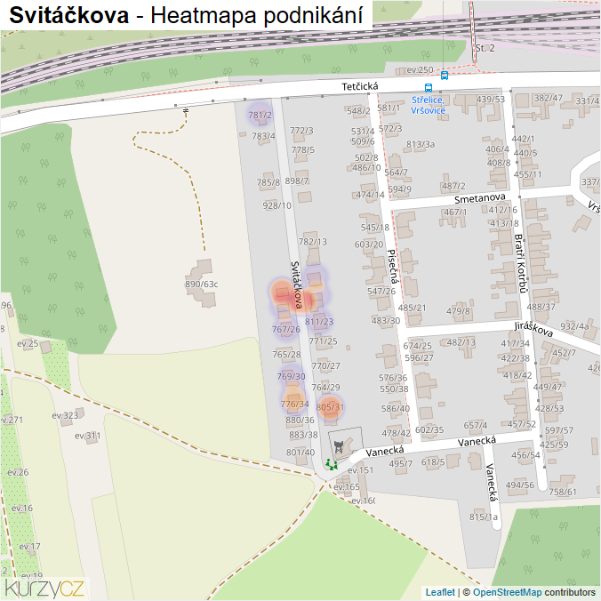Mapa Svitáčkova - Firmy v ulici.