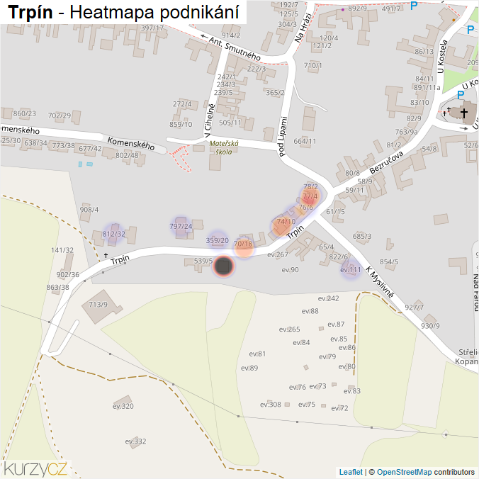 Mapa Trpín - Firmy v ulici.