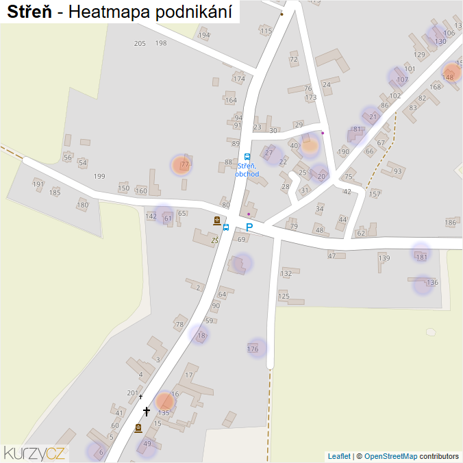 Mapa Střeň - Firmy v části obce.