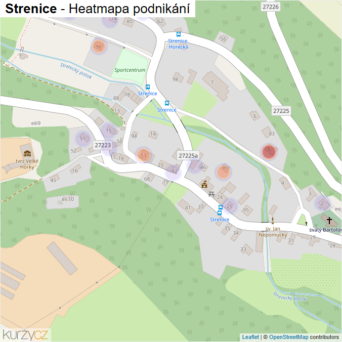 Mapa Strenice - Firmy v části obce.