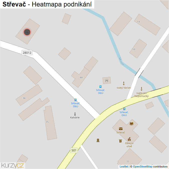 Mapa Střevač - Firmy v obci.