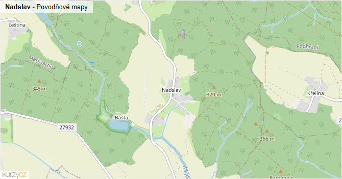 Nadslav - záplavové mapy stoleté vody