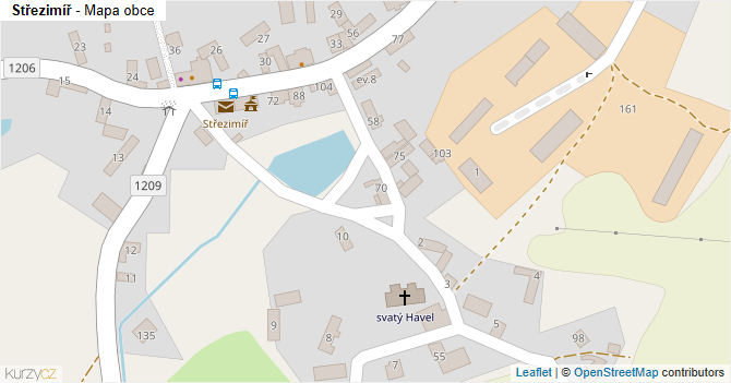Střezimíř - mapa obce