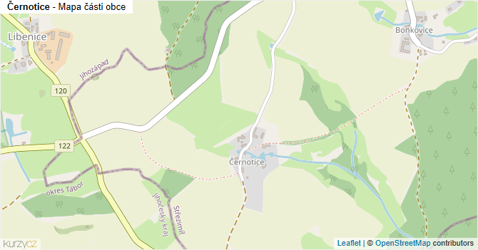 Černotice - mapa části obce