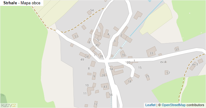 Strhaře - mapa obce