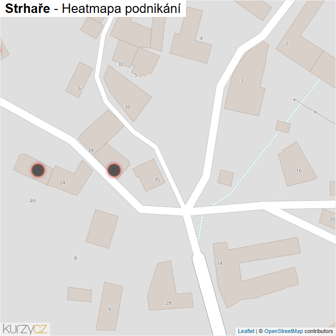 Mapa Strhaře - Firmy v obci.