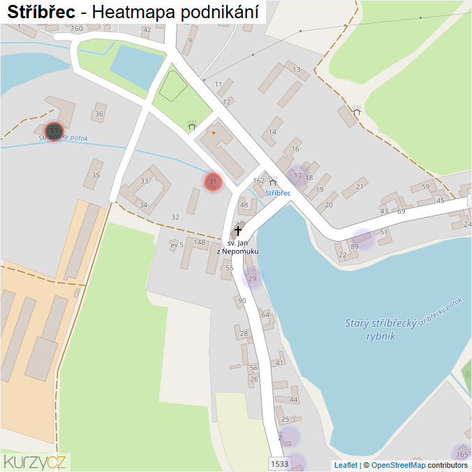 Mapa Stříbřec - Firmy v části obce.