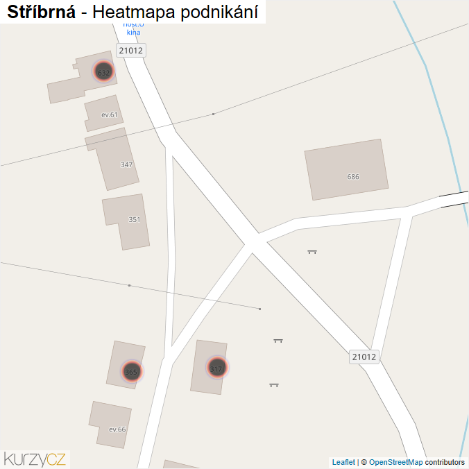 Mapa Stříbrná - Firmy v obci.