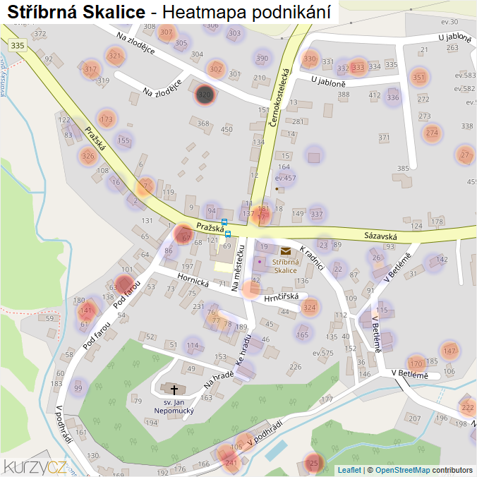 Mapa Stříbrná Skalice - Firmy v obci.