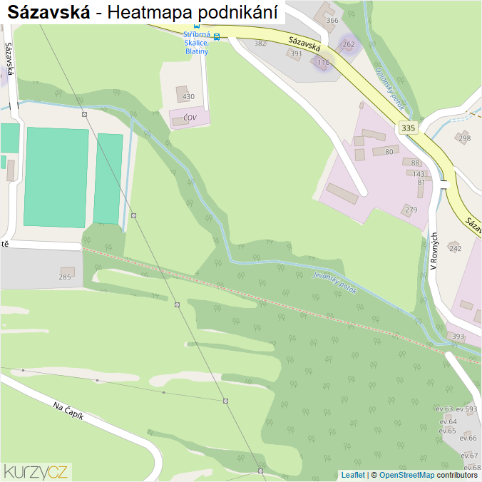 Mapa Sázavská - Firmy v ulici.