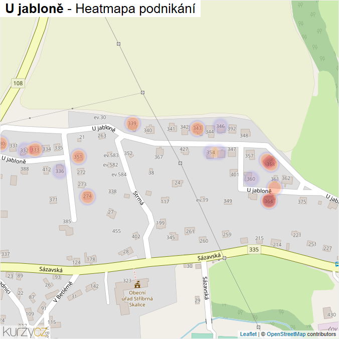 Mapa U jabloně - Firmy v ulici.