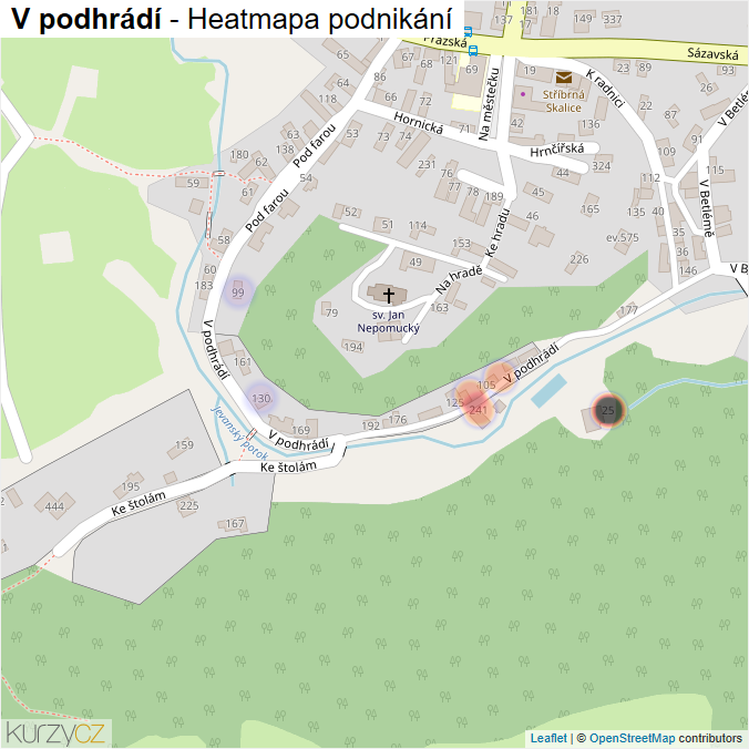 Mapa V podhrádí - Firmy v ulici.