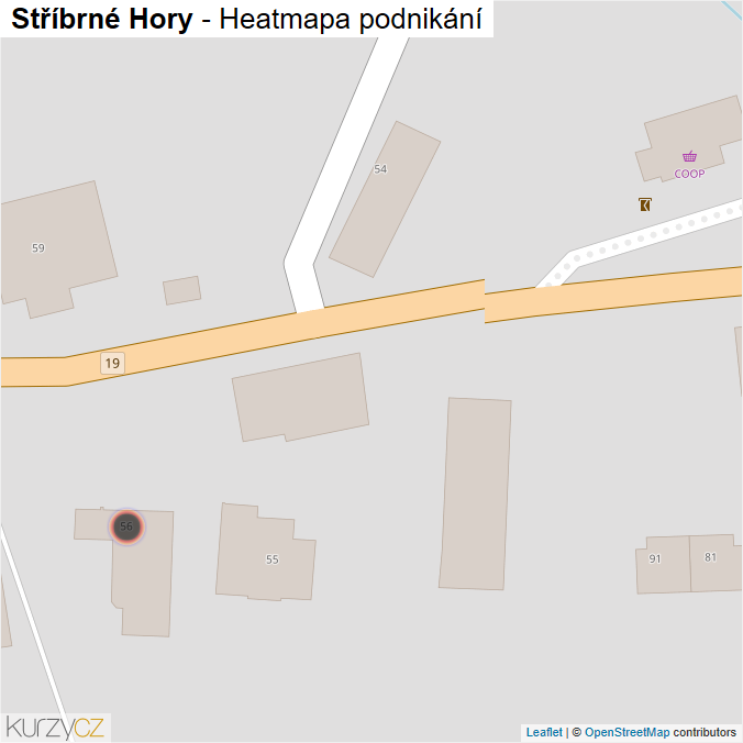 Mapa Stříbrné Hory - Firmy v obci.