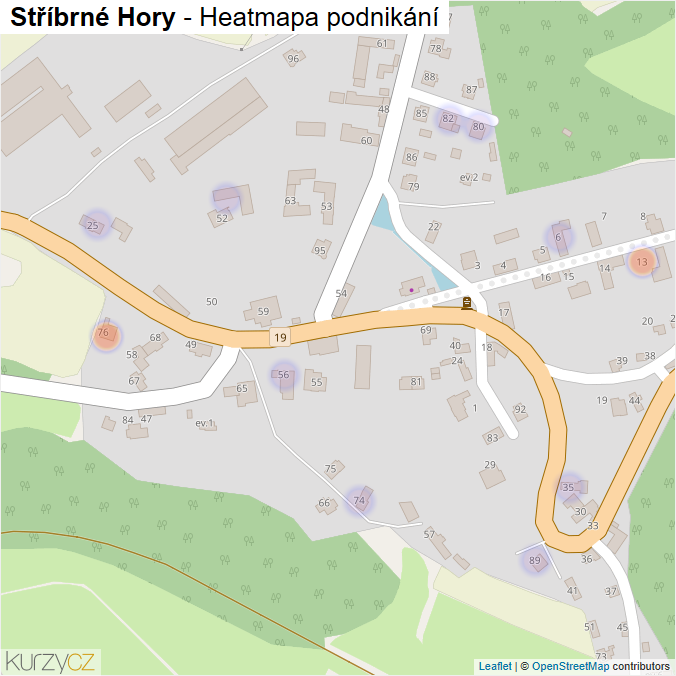 Mapa Stříbrné Hory - Firmy v části obce.