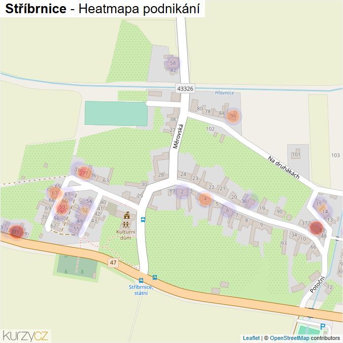 Mapa Stříbrnice - Firmy v části obce.
