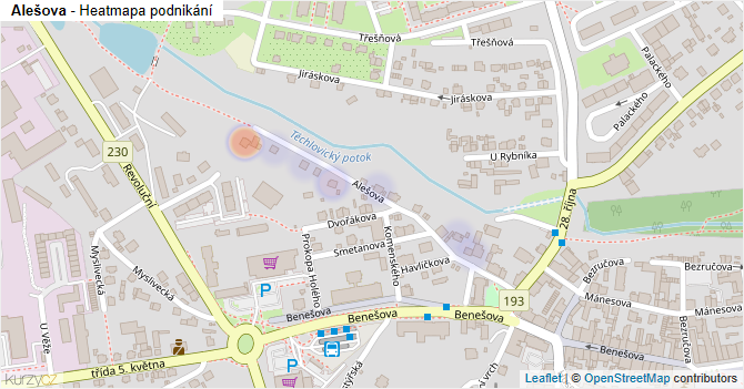 Alešova - mapa podnikání