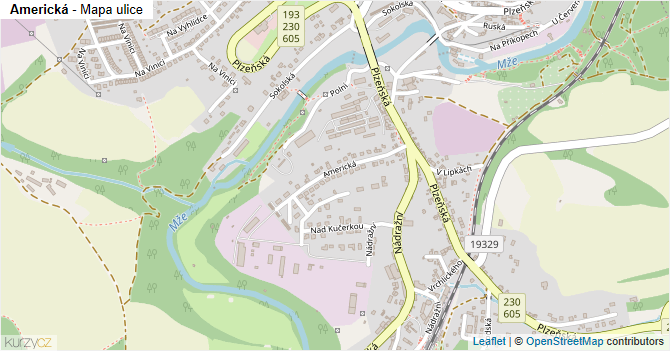Americká - mapa ulice