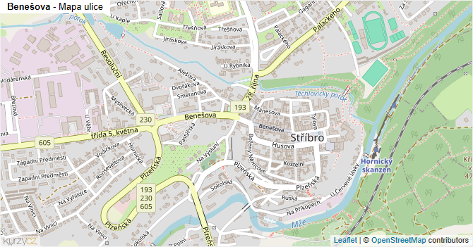 Benešova - mapa ulice