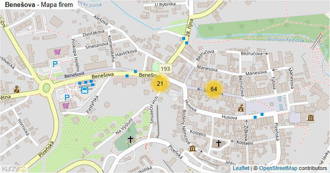 Benešova - mapa firem