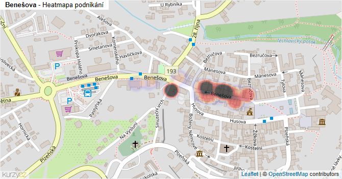 Benešova - mapa podnikání