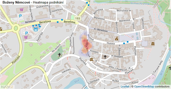Boženy Němcové - mapa podnikání