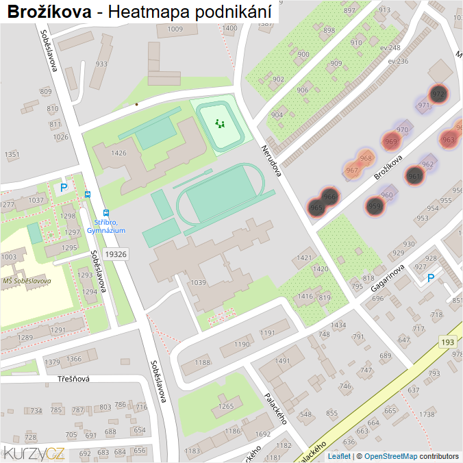 Mapa Brožíkova - Firmy v ulici.