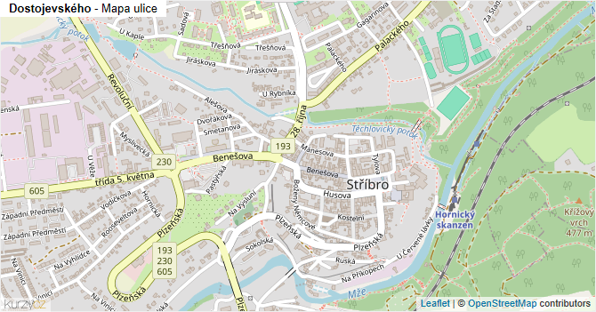 Dostojevského - mapa ulice