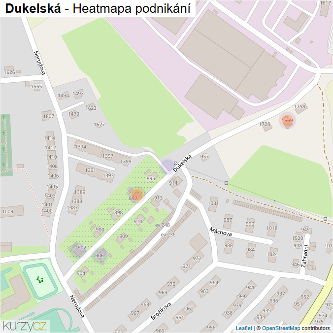 Mapa Dukelská - Firmy v ulici.
