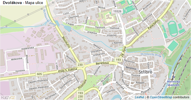 Dvořákova - mapa ulice
