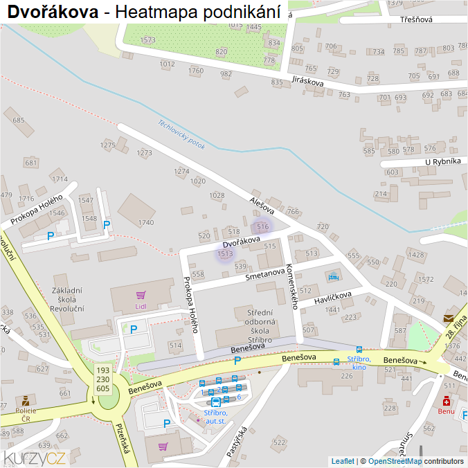 Mapa Dvořákova - Firmy v ulici.