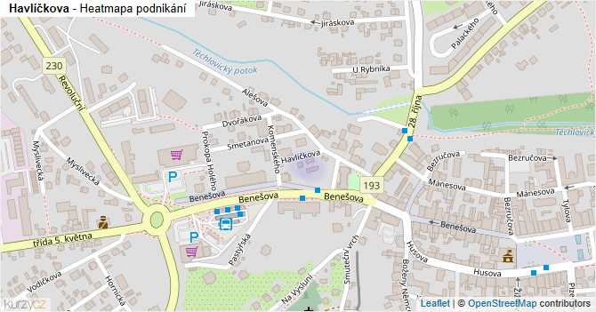 Havlíčkova - mapa podnikání