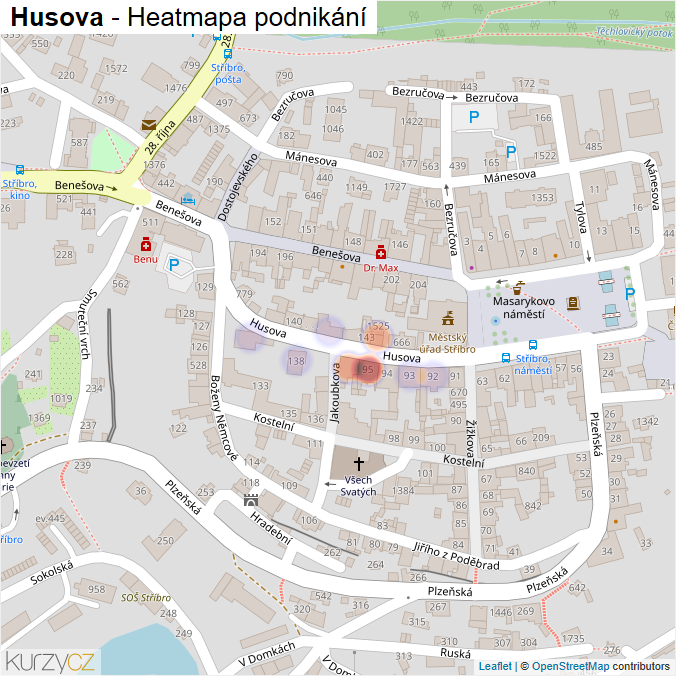 Mapa Husova - Firmy v ulici.